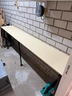 Werkbank 240cm lang met stalen onderstel - muur montage, Ophalen, Gebruikt