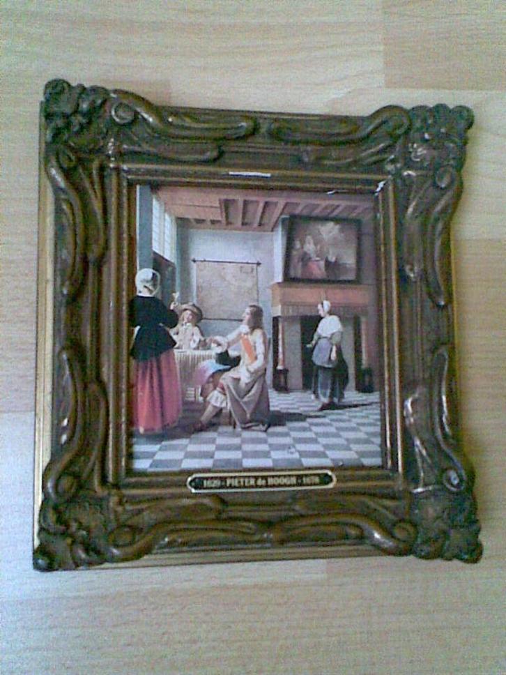 Pieter de Hoogh Vrouw drinkend met 2 mannen (reproductie), Antiek en Kunst, Kunst | Schilderijen | Klassiek, Ophalen of Verzenden
