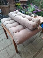 2 sets zeer nette taupe palletkussens 15 cm dik., Tuin en Terras, Ophalen, Zo goed als nieuw