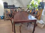 Donker bruine massief houten eettafel 4 of 6 personen, Huis en Inrichting, Tafels | Eettafels, Ophalen, 50 tot 100 cm, Zo goed als nieuw