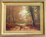 Antiek schilderij met Boslandschap, olieverf op linnen., Antiek en Kunst, Ophalen of Verzenden