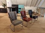 Gispen Fauteuil 412 Leer sledeframe mat chroom vloerglijders, Huis en Inrichting, Ophalen, Gebruikt, 75 tot 100 cm, Metaal