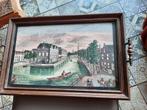 Oude gravure in dienblad magazijn de Geer te delft, Antiek en Kunst, Ophalen of Verzenden