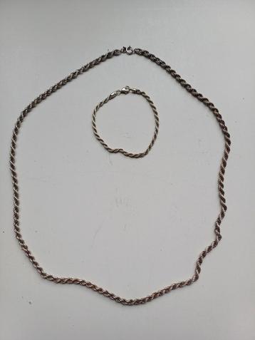 Vintage zilveren ketting met armband  beschikbaar voor biedingen