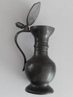 Antieke tinnen dekselkan, eikeltjeskan. Engeltjes tin, Antiek en Kunst, Antiek | Tin, Ophalen of Verzenden