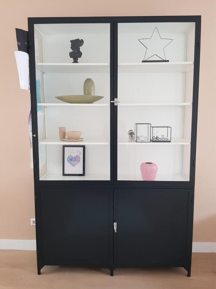 Old Basics stalen Apotheker kast, Huis en Inrichting, Kasten | Vitrinekasten, Zo goed als nieuw, 200 cm of meer, 100 tot 150 cm
