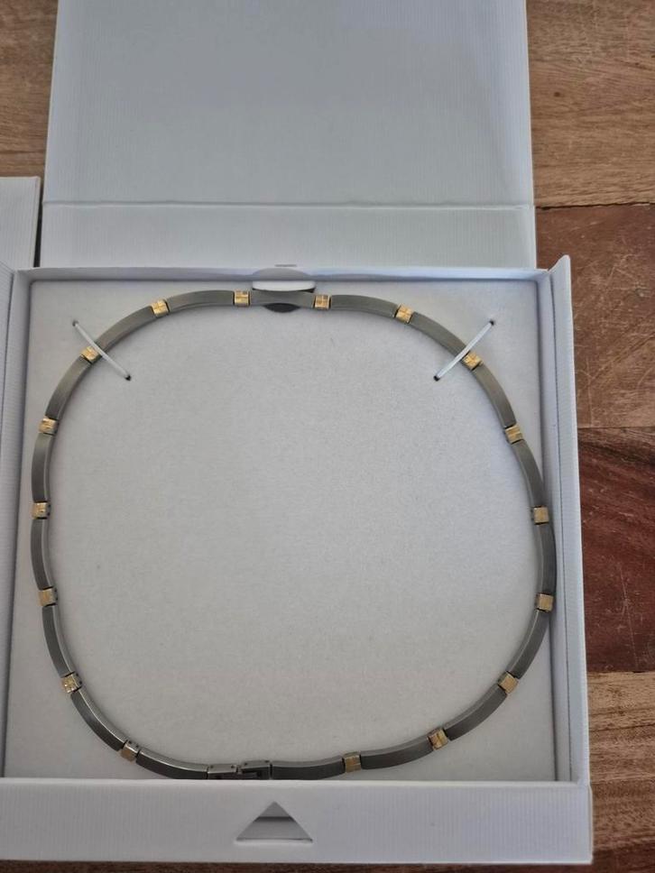 Boccia Titanium Ketting met Gouden Accenten, Sieraden, Tassen en Uiterlijk, Kettingen, Nieuw, Overige materialen, Grijs, Ophalen of Verzenden