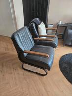 Industriële kunstleren fauteuils (set van 2), Metaal, 75 tot 100 cm, Ophalen of Verzenden, Zo goed als nieuw