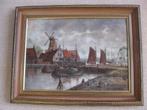 Hans Reifferscheid, "Afgemeerde boten aan een kade"., Ophalen of Verzenden