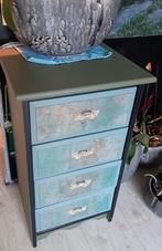 Groen/Blauw Ladekastje, Ophalen, Minder dan 50 cm, Gebruikt, Vintage