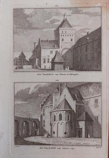 187-188 / Nijmegen het Valkhof Kopergravure  1746 beschikbaar voor biedingen