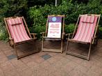 3x strandstoel met vintage motief, Tuin en Terras, Tuinstoelen, Ophalen, Gebruikt, Hout, Stapelbaar