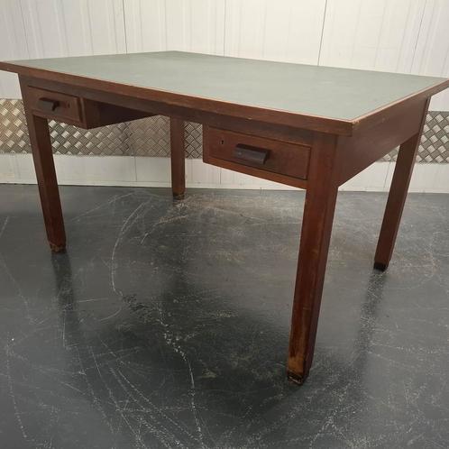 Vintage houten bureau tafel werktafel kantoortafel, Huis en Inrichting, Bureaus, Gebruikt, Ophalen