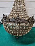 Kroonluchter brons met kristal 1960 engelen, Huis en Inrichting, Lampen | Hanglampen, Ophalen of Verzenden, 'T Olde Gre-j, Info@toldegrej.nl