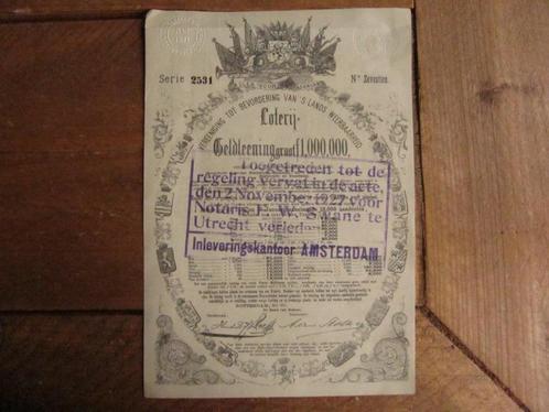 Originele loterij-obligatie / loterij-geldleening 1871, Postzegels en Munten, Aandelen en Waardepapieren, Voor 1920, Ophalen of Verzenden