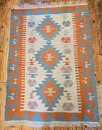 Kelim, Oosters tapijt, crèmekleur blauw en oranje 199x122, Ophalen of Verzenden