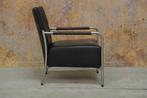 ZGANieuw! zwarte leren Bert Plantagie Class design fauteuil, Minder dan 75 cm, Design, Leer, Zo goed als nieuw
