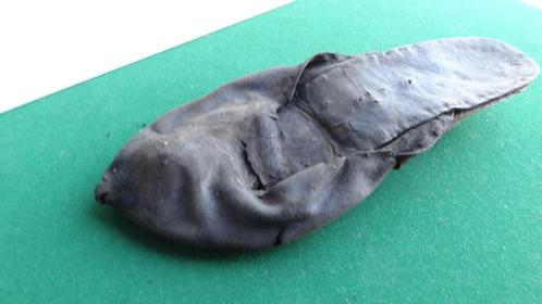 Zeldzame middeleeuwse schoen - Bodemvondst - Leder / hout, Antiek en Kunst, Antiek | Overige Antiek, Ophalen of Verzenden