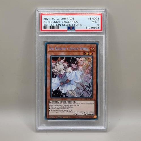 Yu-Gi-Oh Ash blossom & Joyous Spring RA01 1st ed PSA 9, Hobby en Vrije tijd, Verzamelkaartspellen | Yu-gi-Oh!, Nieuw, Losse kaart