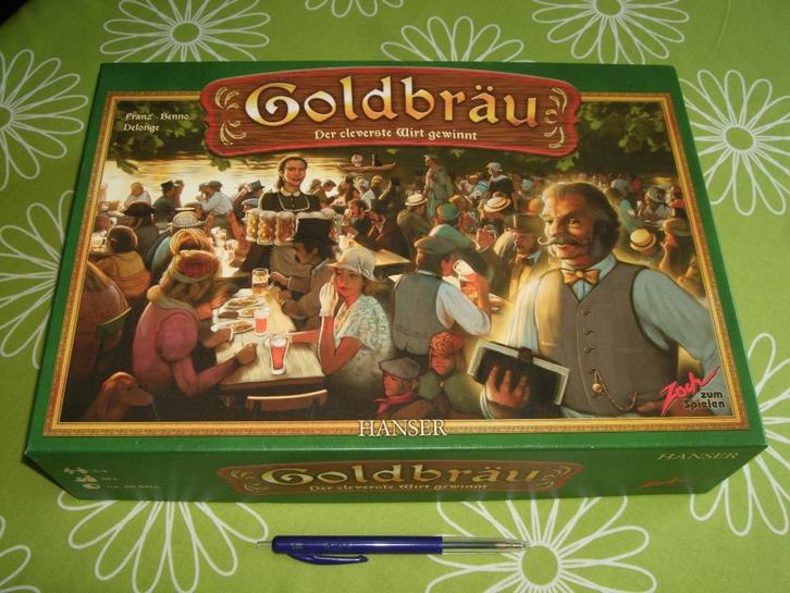Goldbräu - De slimste herbergier wint (Duitstalig), Hobby en Vrije tijd, Gezelschapsspellen | Bordspellen, Zo goed als nieuw, Drie of vier spelers