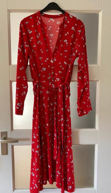 Vintage rode jurk met bloemenprint Maat L beschikbaar voor biedingen