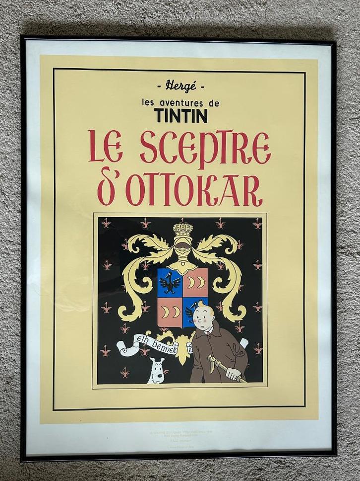 Zeefdruk Kuifje - De Skepter Van Ottokar, Verzamelen, Stripfiguren, Zo goed als nieuw, Plaatje, Poster of Sticker, Kuifje, Ophalen of Verzenden