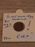 1/2 CENT 1894 Brons Pr.  mooie oude munt in mooie staat, Verzamelen, Efteling, Verzenden, Gebruikt, Button of Speldje
