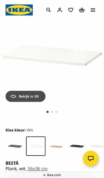 Ikea Besta 2 x plank wit 56x36 cm - afbeelding 1
