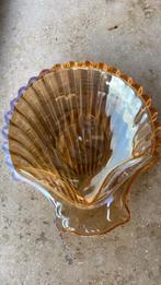 Amberkleurige glazen schelpschaal, Ophalen of Verzenden