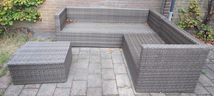 Wicker/Rotan Tuinset, Tuin en Terras, Tuinsets en Loungesets, Gebruikt, Loungeset, Wicker, 4 zitplaatsen, Bank, Bijzettafel, Ophalen