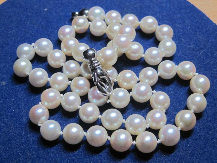 Vintage cultivé parel ketting 14K gouden slot goed kwaliteit, Sieraden, Tassen en Uiterlijk, Antieke sieraden, Ketting, Goud, Ophalen