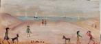 .S.Lowry '' beach '" olieverf op paneel., Verzenden