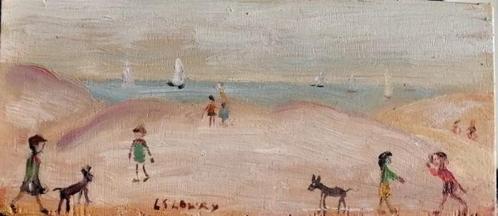 .S.Lowry '' beach '" olieverf op paneel., Antiek en Kunst, Kunst | Schilderijen | Klassiek, Verzenden