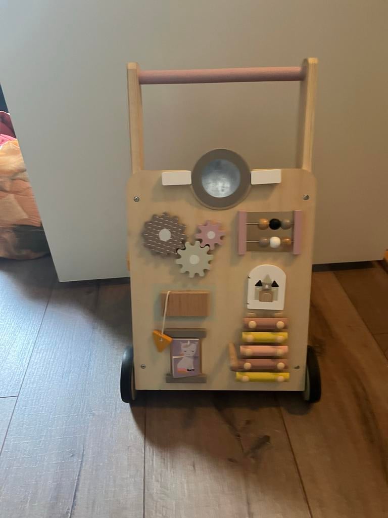 Houten Looprekje met Activiteiten, Kinderen en Baby's, Ophalen, Zo goed als nieuw, Babygym, Met geluid