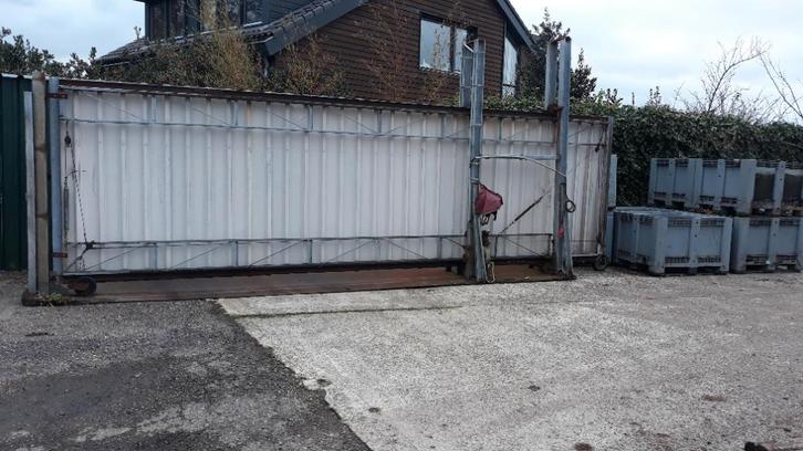 Elektrische krachtstroom poort, Tuin en Terras, Tuinpoorten, Gebruikt, Schuifpoort, Staal, 200 cm of meer, 200 cm of meer, Ophalen