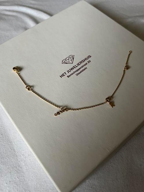 Goude 14k armband met de letter R en S, Sieraden, Tassen en Uiterlijk, Armbanden, Nieuw, Goud, Met bedels of kralen, Ophalen