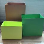 NIEUW, HKLiving set van 3 metal boxes, lime, groen en bruin, Ophalen of Verzenden, Nieuw, Rechthoekig, Overige materialen