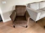 2 Bruin Geruite Stoeltjes, Huis en Inrichting, Fauteuils, Ophalen, Gebruikt, 75 tot 100 cm, Stof
