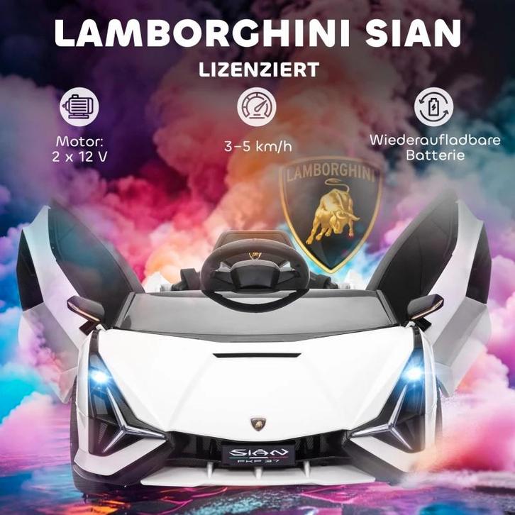 Nieuw Elektrische Lamborghini Sián kinderauto - Wit, Kinderen en Baby's, Speelgoed | Buiten | Accuvoertuigen, Nieuw, Ophalen of Verzenden