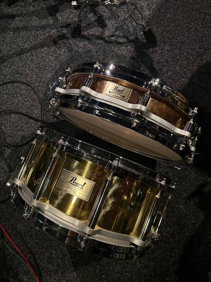 Pearl free floating 14x6,5 brass en 14x4 copper, Muziek en Instrumenten, Drumstellen en Slagwerk, Gebruikt, Pearl, Ophalen of Verzenden