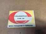 Origineel instruktieboekje CYCLOMOTEUR Type 210 (Franstalig), Ophalen of Verzenden, Overige merken