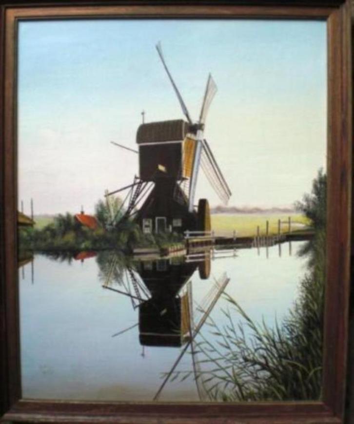 RIJNLAND * OLIEVERF OP LINNEN * Fraaie Molen *, Antiek en Kunst, Kunst | Schilderijen | Klassiek, Verzenden