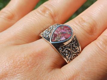 Vanoli 925 zilver herenring paars koper turquoise maat 21,25 beschikbaar voor biedingen