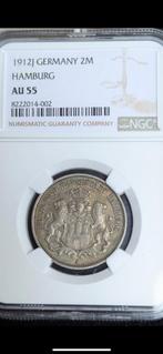 2 mark 1912j hamburg in ngc slab zeer zeldzaam key date, Ophalen of Verzenden, Duitsland, Zilver
