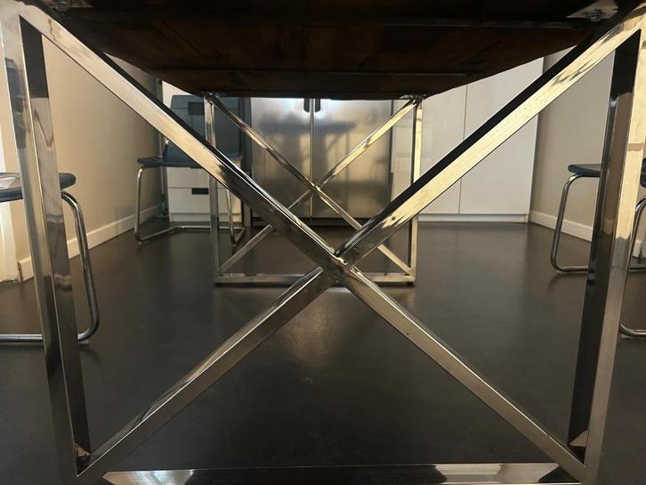 Nieuw! Chroom stalen tafelonderstel, Huis en Inrichting, Tafelonderdelen, Nieuw, Tafelpoot, 50 tot 100 cm, Minder dan 50 cm, Overige vormen