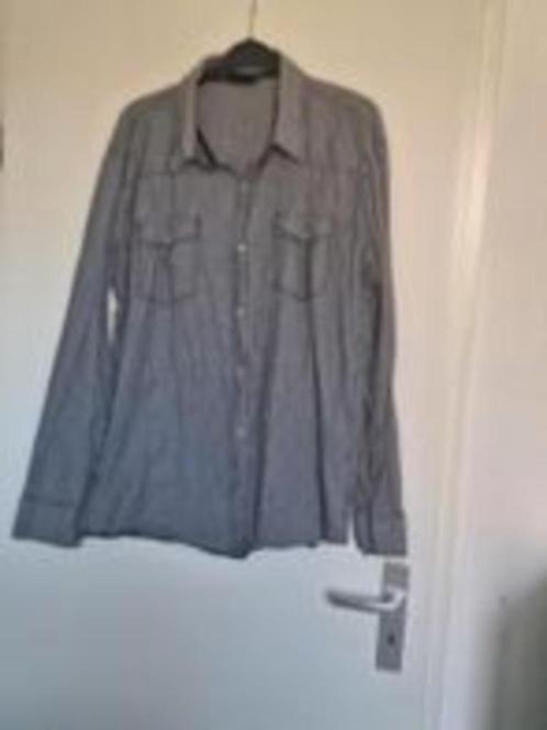 Grijs gestreepte overhemd met lange mouw maat XL, Kleding | Heren, Overhemden, Zo goed als nieuw, Halswijdte 43/44 (XL), Grijs