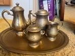 Antiek theeservies op dienblad en thee bakje koper, Antiek en Kunst, Ophalen of Verzenden