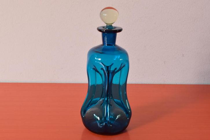 Retro vintage glazen Kluk Kluk Holmegaard karaf - J.E Bang, Antiek en Kunst, Antiek | Glas en Kristal, Ophalen of Verzenden