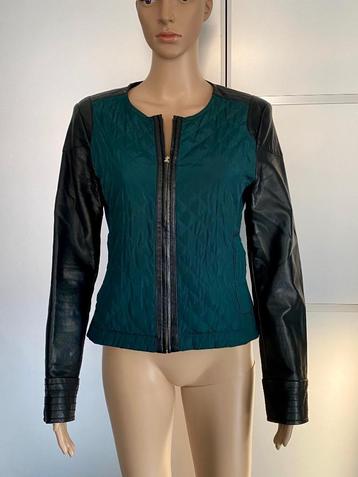 G758 Manguun maat 40=M jasje blazer jack colbert groen/zwart beschikbaar voor biedingen