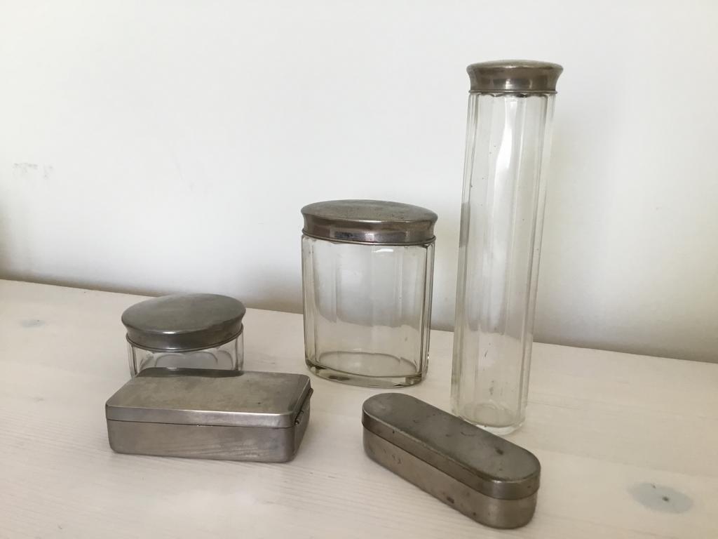 Glazen Vintage Toilet set, Antiek en Kunst, Antiek | Glas en Kristal, Ophalen of Verzenden